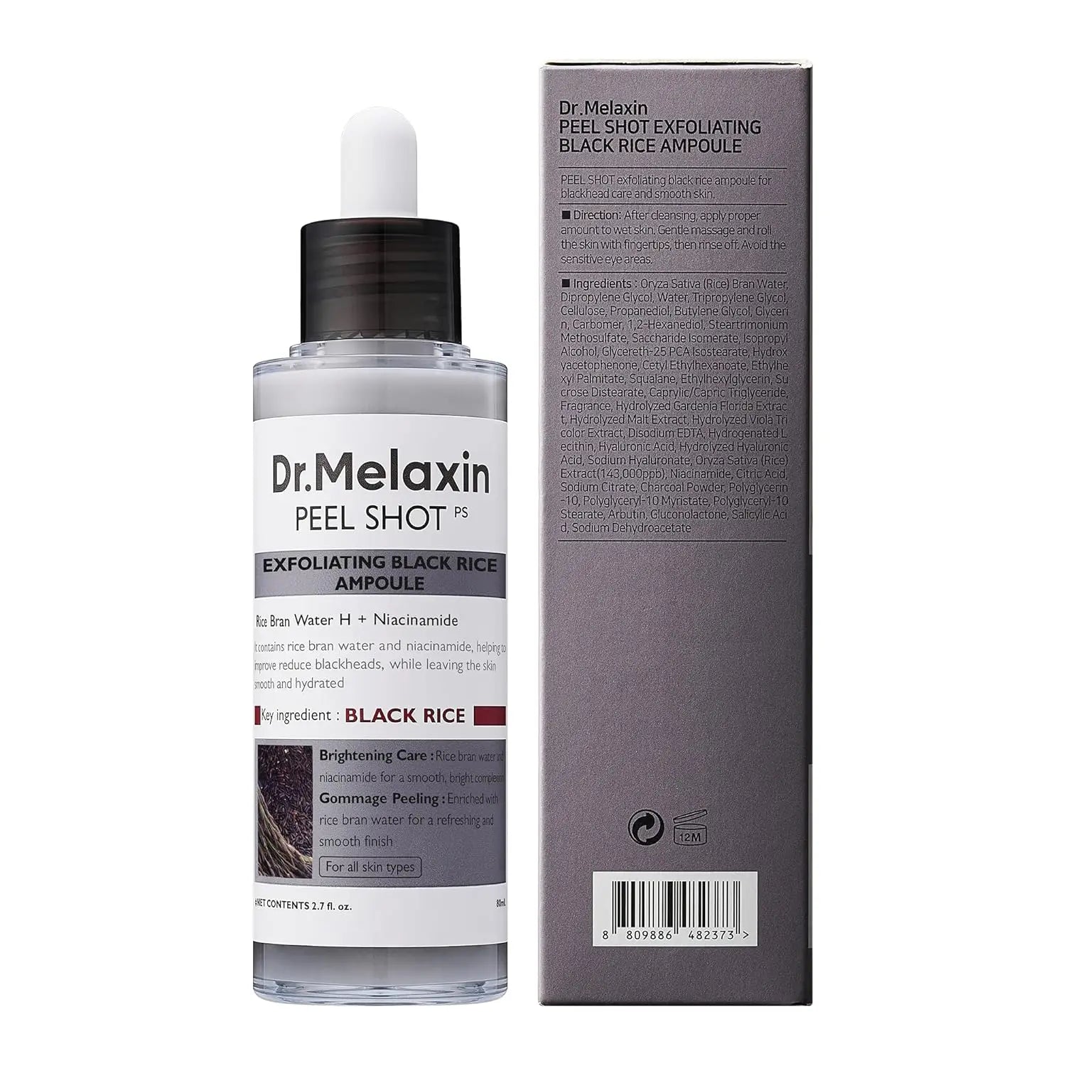 80ml 2-Pack Rice Peeling Ampoule Peel Shot Glow - Soft Exfoliating Scrub, Facial & Body Dead Skin Blackhead Remover All Skin Fri