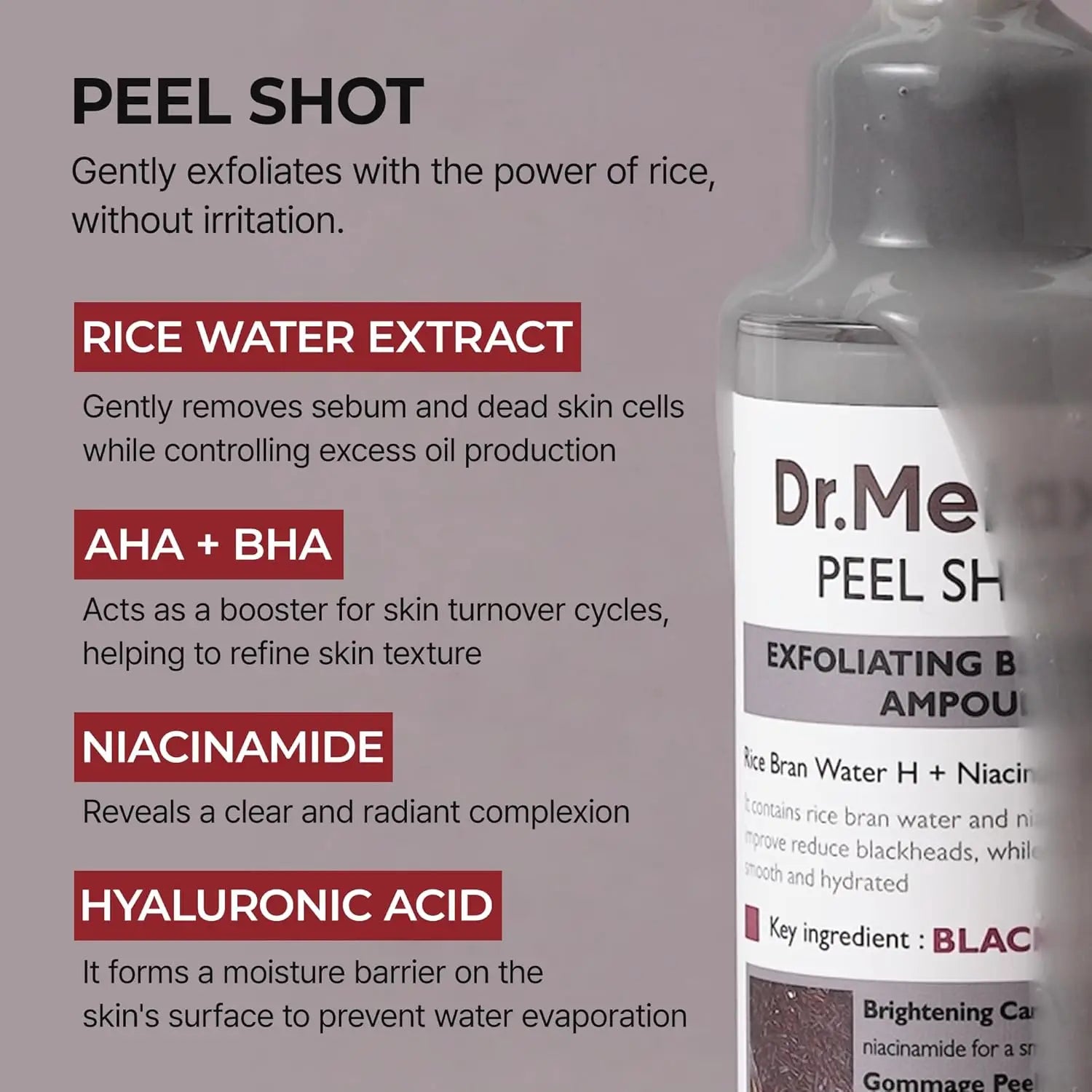 80ml 2-Pack Rice Peeling Ampoule Peel Shot Glow - Soft Exfoliating Scrub, Facial & Body Dead Skin Blackhead Remover All Skin Fri