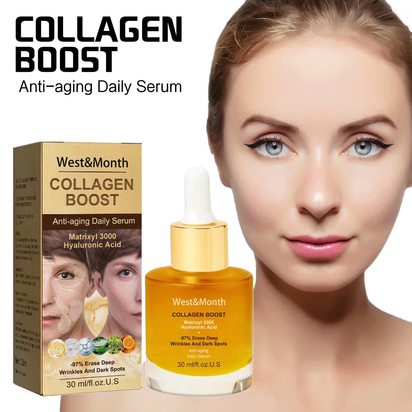 Women Collagen Boost Anti Aging Daily Face Serum Skin Barrier Repairing Deep Wrinkles And Dark Spots Erasing Elastic Skin Serum