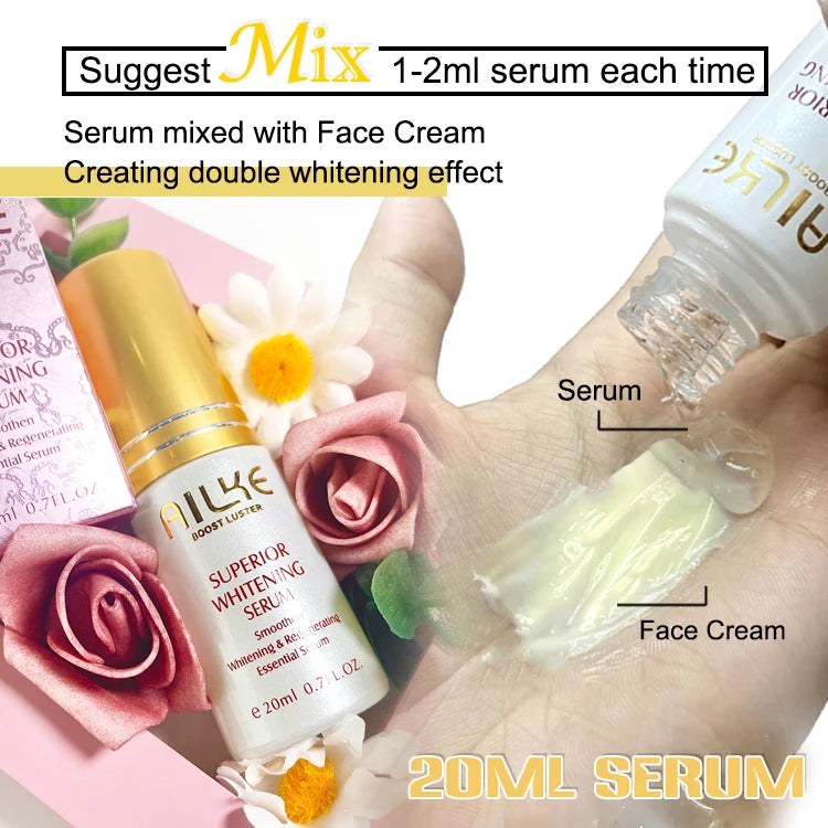 AILKE Whitening Face Care Set For All Skin Types, With Glutathione, Nicotinamide, Reduce Dark Spots, Freckles, Even Skin Tone