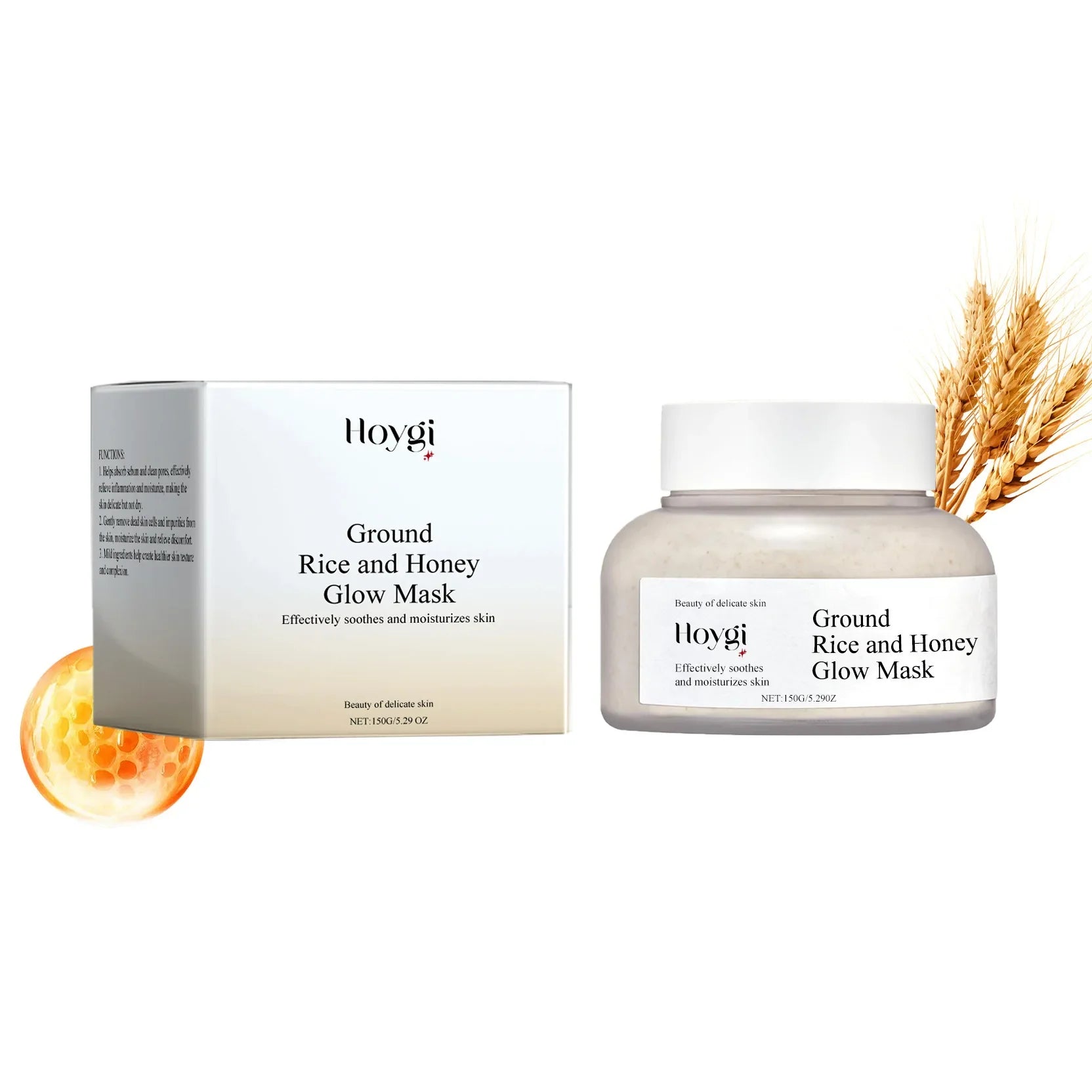 Rice & Honey Face Mask Moisturizing Fade Dark Spot Hydrating Repair Brightening Shrink Pore Hydrating Mask Glowing Skin Care
