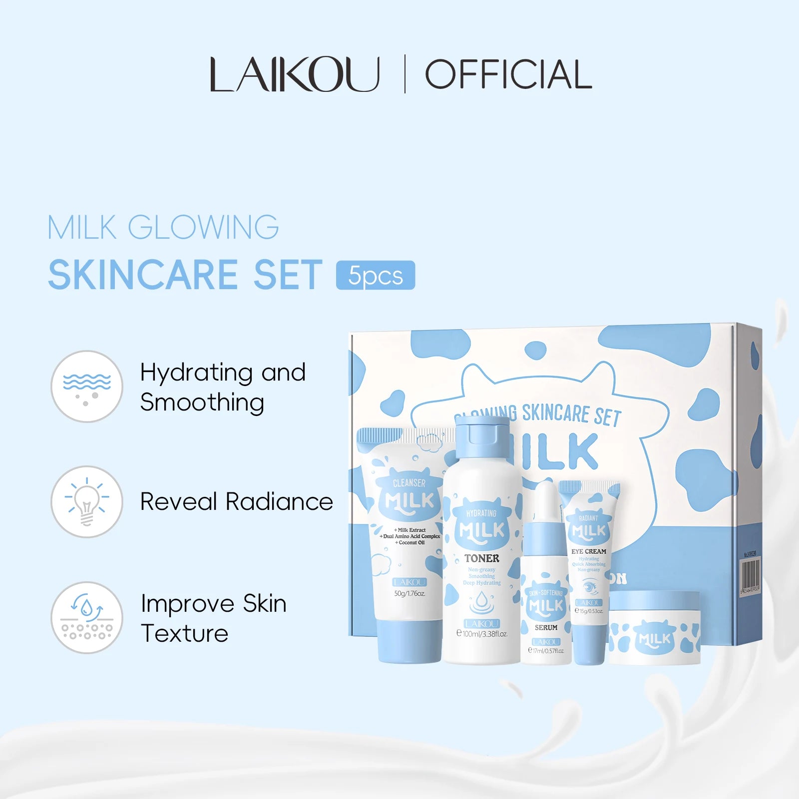 Milk Glow Skincare Set for Hydrated Radiant Skin