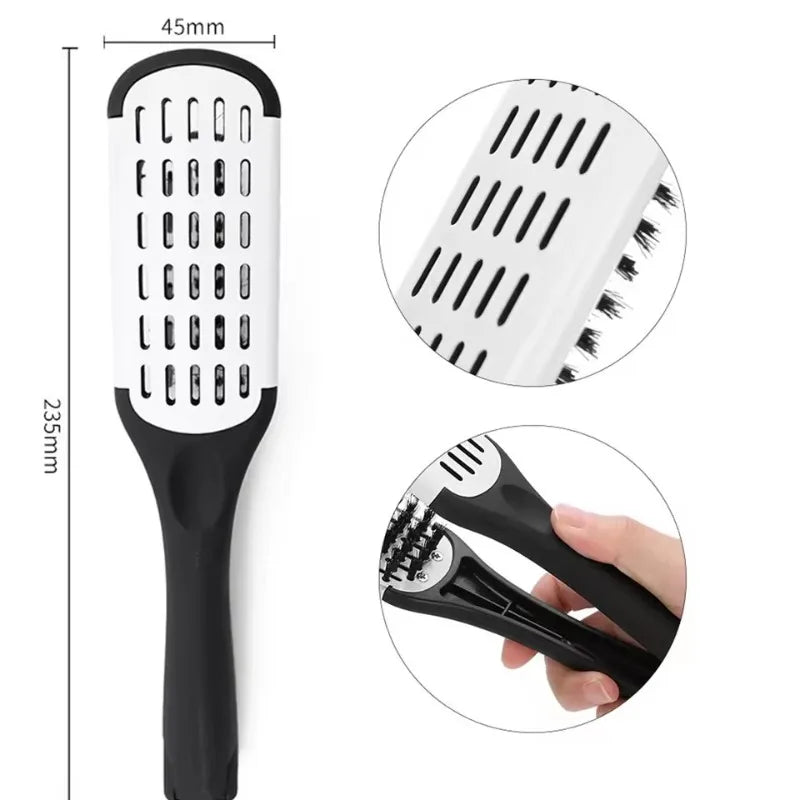 Pro Hairdressing Straightener Hairbrush Nylon Hair Straightening Double Brushes V Shape Comb Clamp Not Hurt Styling Tools DIY
