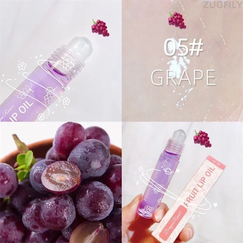 6 Colors Fruit Essence Lip Balm Roll-on Lip Oil Moisturizing Mirror Lipstick Transparent Hydrating Lip Gloss Long-Lasting Shine