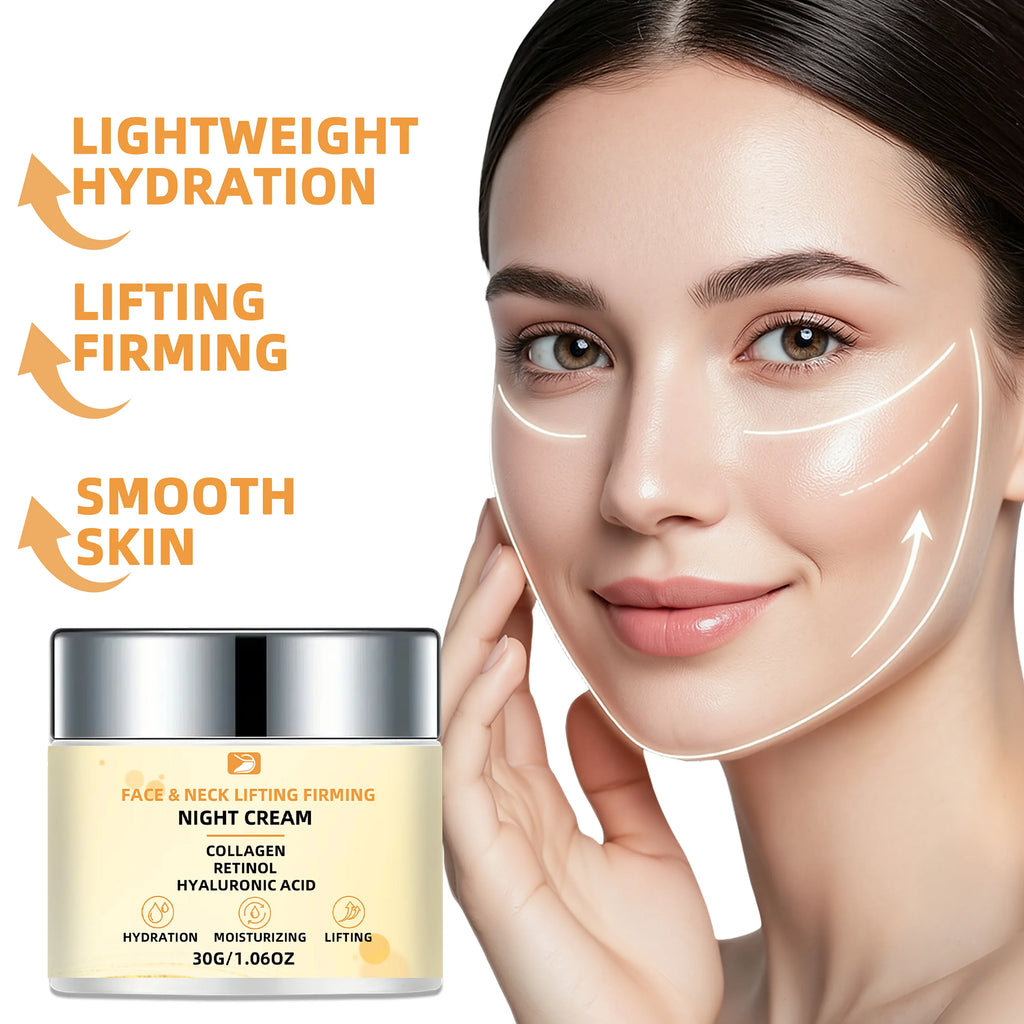 Face & Neck Lifting Firming Night Cream: Firms Face & Neck, Hydrates & Smooths Light Skin. Non-Greasy, Skincare Lovers' Choice