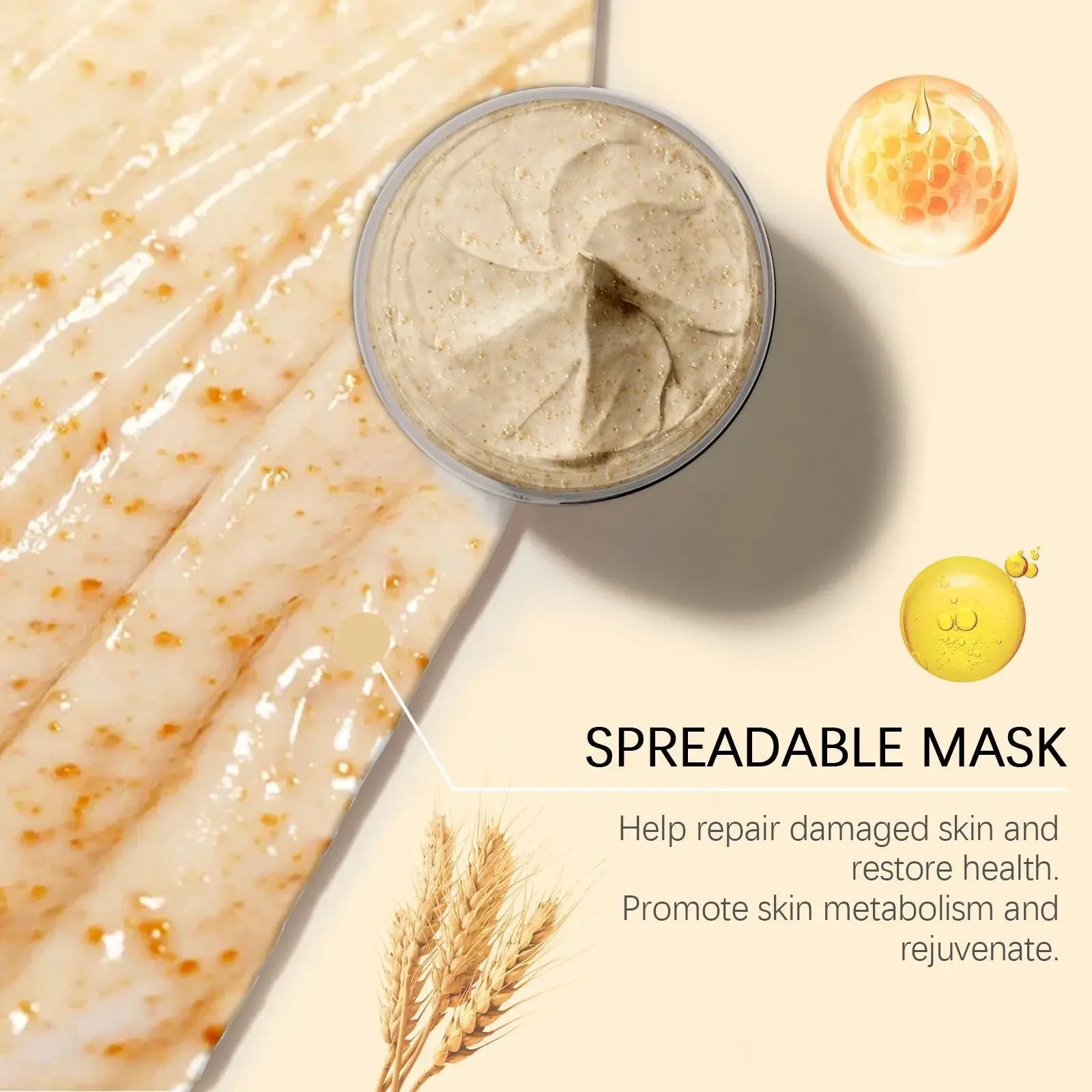 Rice & Honey Face Mask Moisturizing Fade Dark Spot Hydrating Repair Brightening Shrink Pore Hydrating Mask Glowing Skin Care