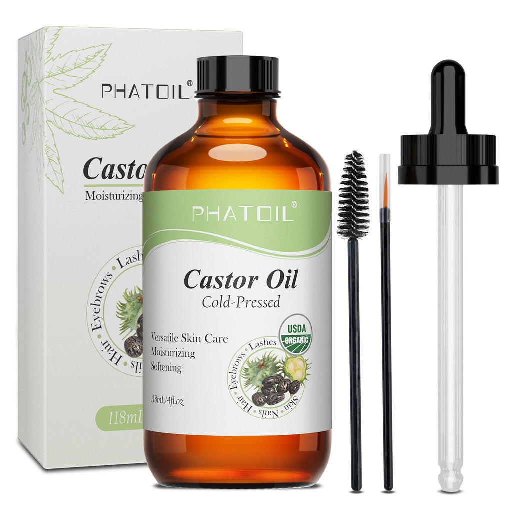 PHATOIL 100% Organic 236ml Castor Oil 118ml Jojoba Rosehip Seed Oil For Moisturizing Skin Care,Hair Growth,Eyelashes & Eyebrows