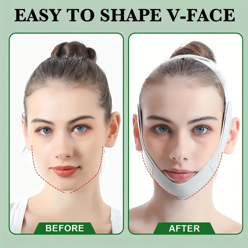 V-Lift Face Slimming Band - Graphene Infused & Adjustable, Reusable Jawline Contour for Double Chin (5-Size Unisex)