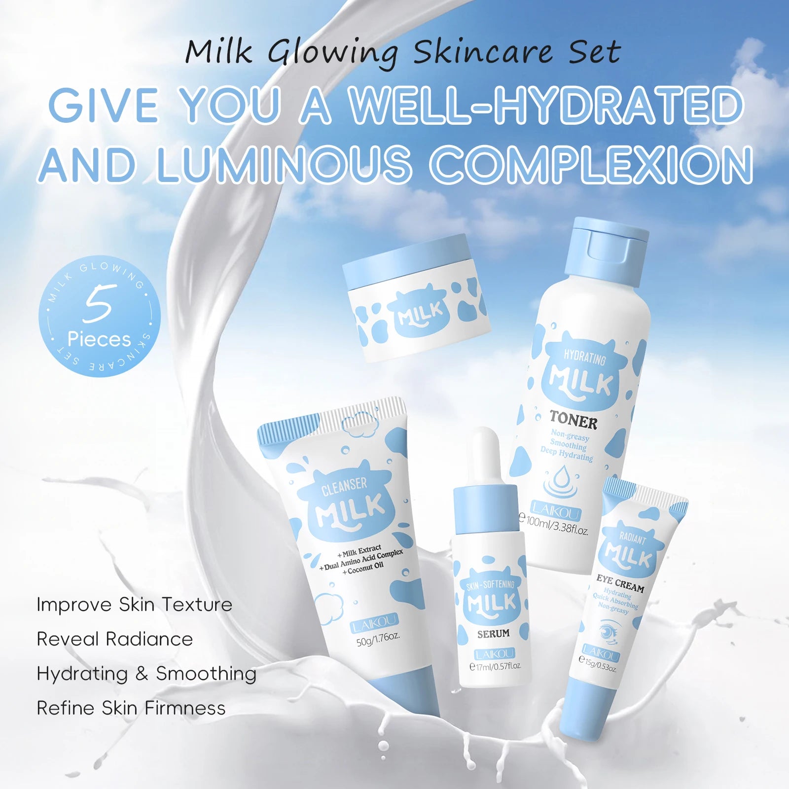 Milk Glow Skincare Set for Hydrated Radiant Skin