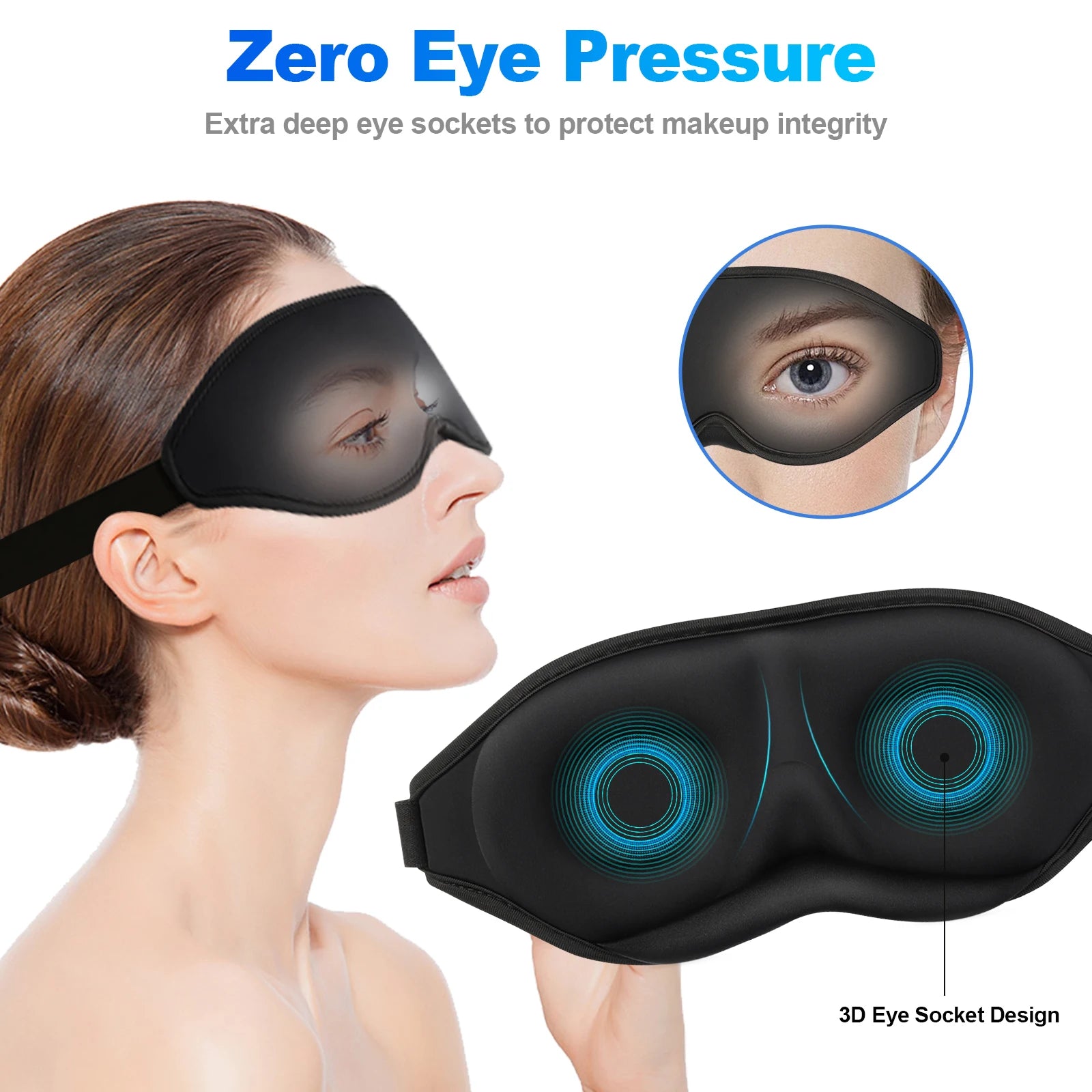 3D Sleeping Eye Mask Travel Rest Aid Eye Cover Patch Paded Soft Sleeping Mask Blindfold Eye Relax Massager