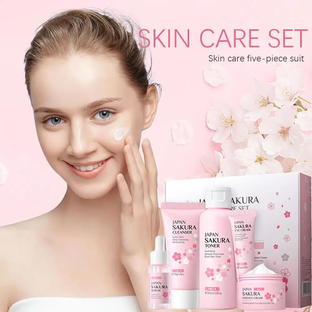 5/3pcs/Set Sakura Skincare Gift Set for Hydrated Glowing Skin