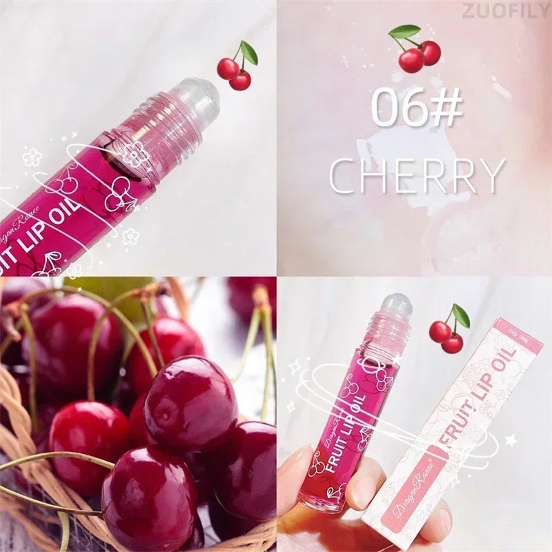 6 Colors Fruit Essence Lip Balm Roll-on Lip Oil Moisturizing Mirror Lipstick Transparent Hydrating Lip Gloss Long-Lasting Shine