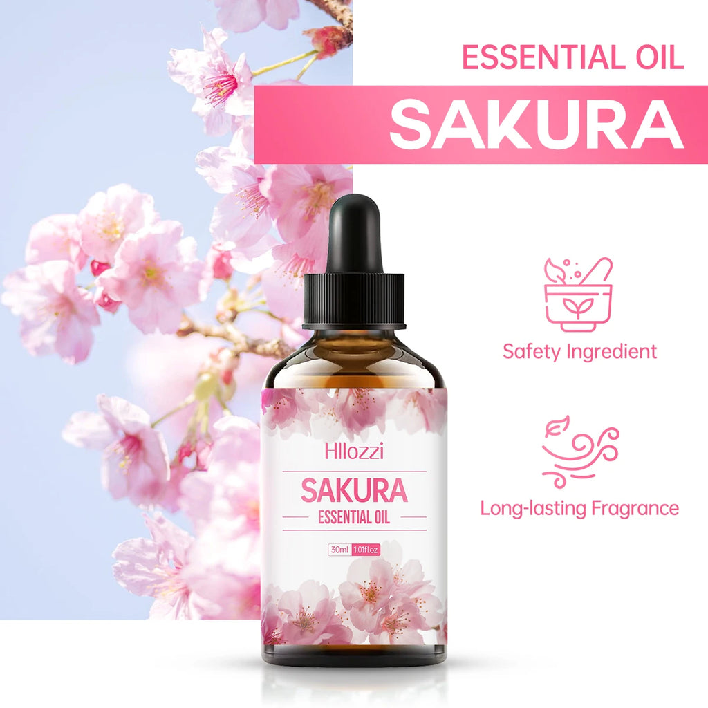 100ml/60ml/30ml Cherry Blossom Essential Oil is suitable for facial skin care, body care, aromatherapy, aromatherapy essential o
