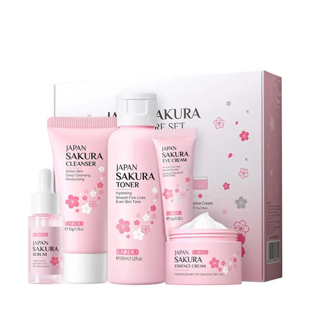 5/3pcs/Set Sakura Skincare Gift Set for Hydrated Glowing Skin