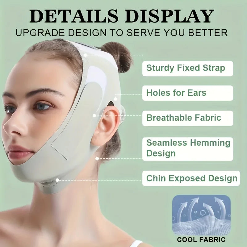 V-Lift Face Slimming Band - Graphene Infused & Adjustable, Reusable Jawline Contour for Double Chin (5-Size Unisex)