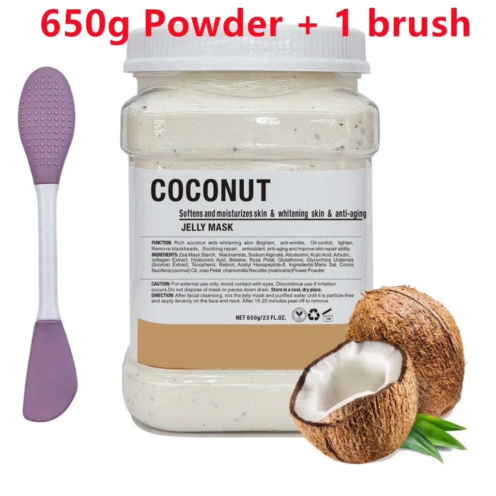 650g Chamomile Hyaluronic Acid Facial Moisturizing Mask Powder with Silicone Brush Increasing Skin Elasticity Rose Jelly Mask