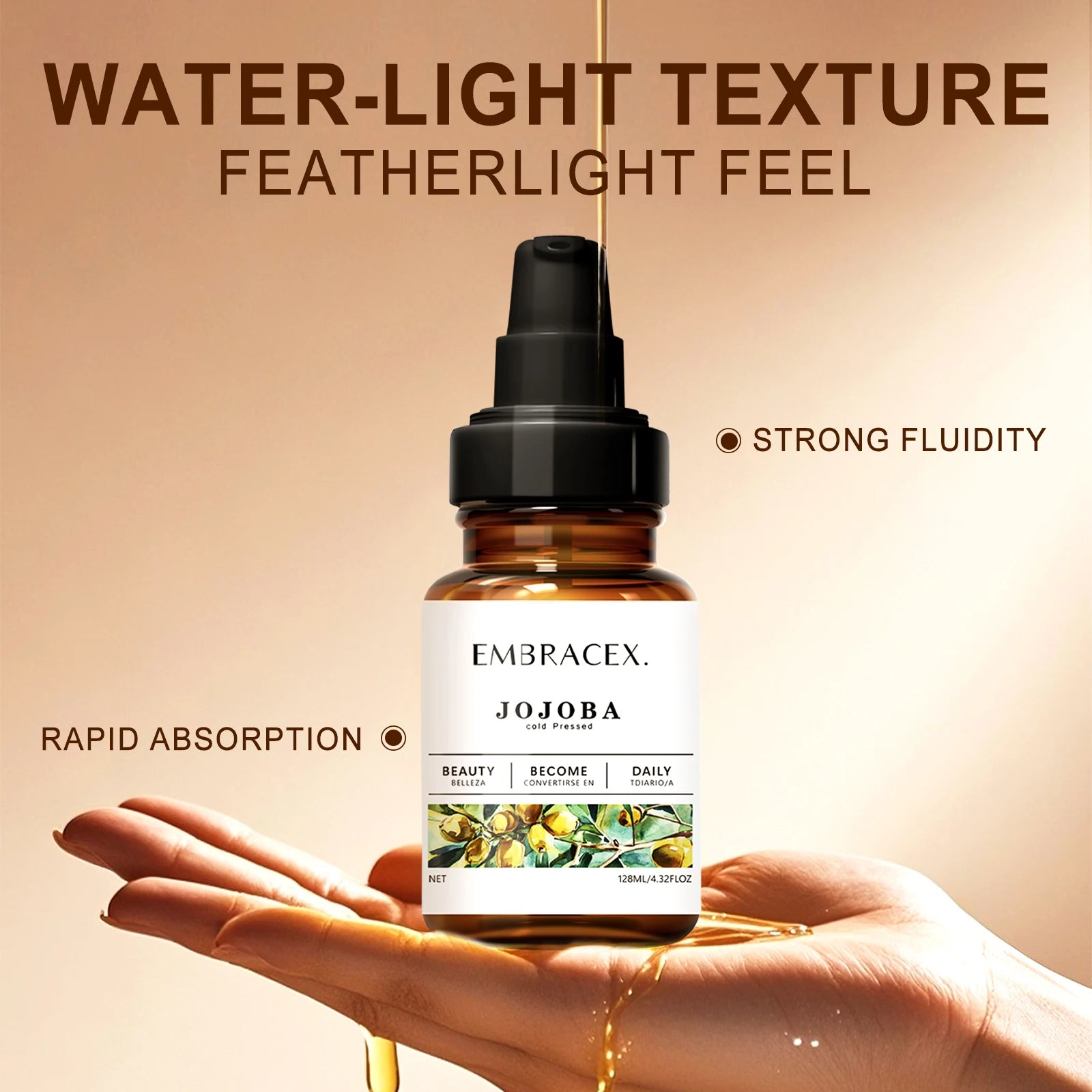 128ml Jojoba Oil Moisturizing Skin Hands Shoulder All Skin Types Nourishing Body Suitable For All Hair Types Gifts Massage Oils