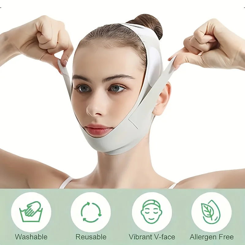 V-Lift Face Slimming Band - Graphene Infused & Adjustable, Reusable Jawline Contour for Double Chin (5-Size Unisex)