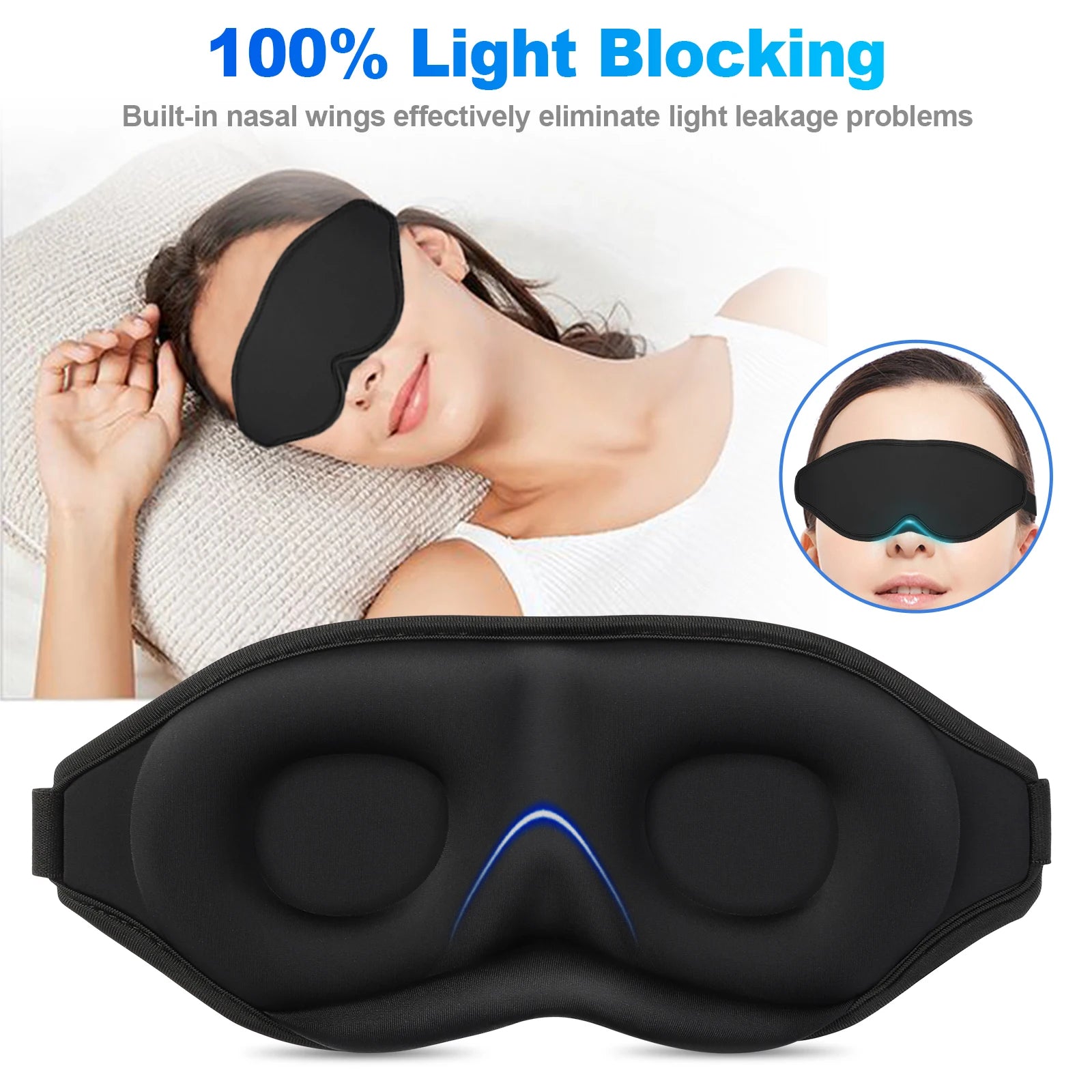 3D Sleeping Eye Mask Travel Rest Aid Eye Cover Patch Paded Soft Sleeping Mask Blindfold Eye Relax Massager