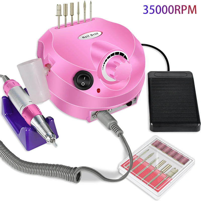 35000RPM Electric Nail Drill Professional Manicure Machine Nail Sander Set Nail Drill Bit Portable Nail Salon Polisher Equipment