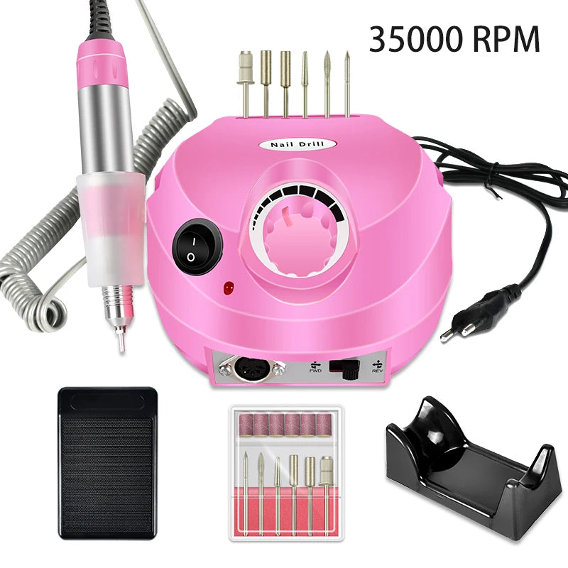 35000RPM Electric Nail Drill Professional Manicure Machine Nail Sander Set Nail Drill Bit Portable Nail Salon Polisher Equipment