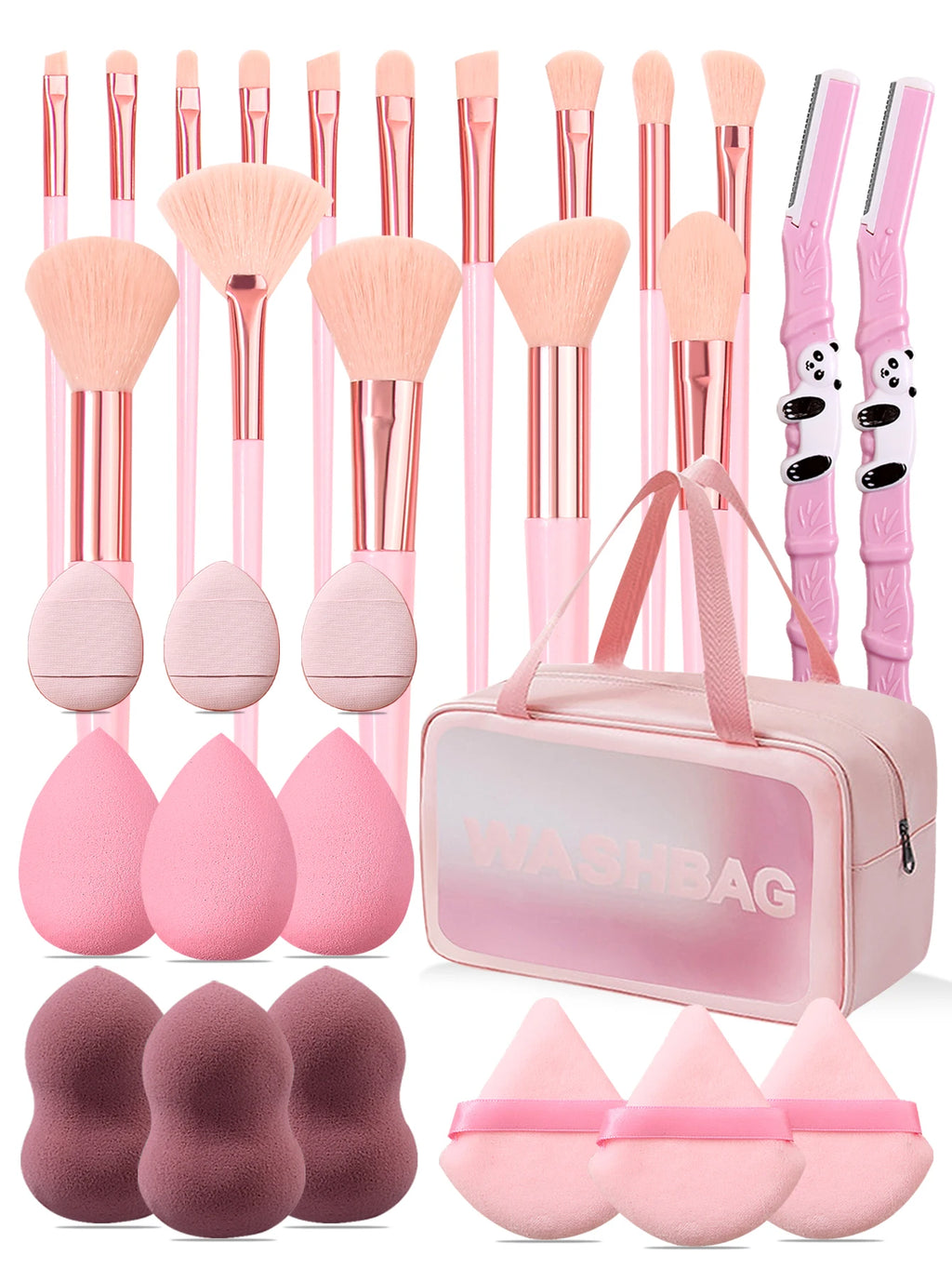 Professional makeup brush set, 15 Commonly Used Makeup Brushes, makeup sponge puff, Eyebrow Trimmer, waterproof makeup bag