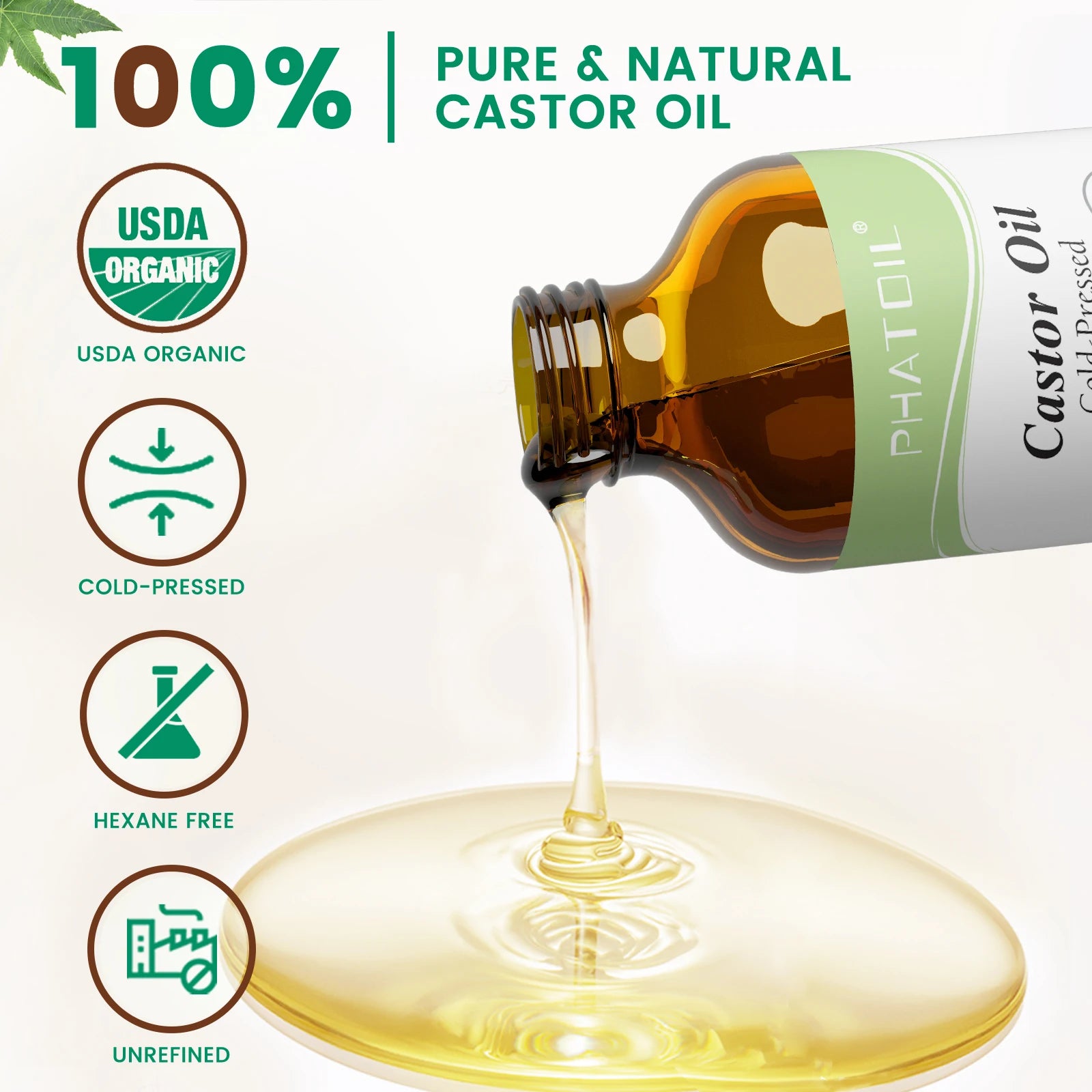 PHATOIL 100% Organic 236ml Castor Oil 118ml Jojoba Rosehip Seed Oil For Moisturizing Skin Care,Hair Growth,Eyelashes & Eyebrows