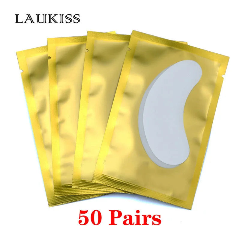 25/50/100Pairs Eye Patches Under Eyelash Pads for Building Hydrogel Paper Patches Lint Free Stickers for False Eyelashes LAUKISS