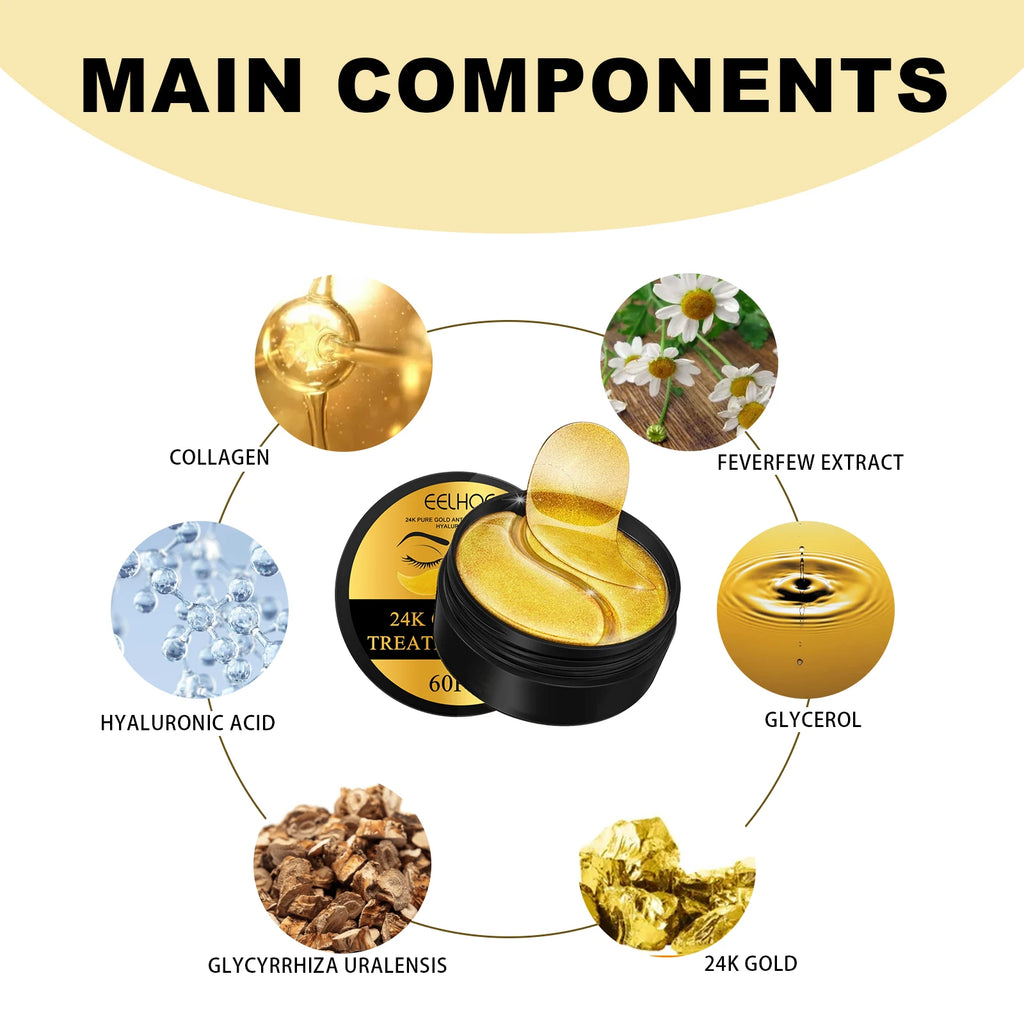 24K Gold Eye Patches for Hydrated Refreshed Eyes