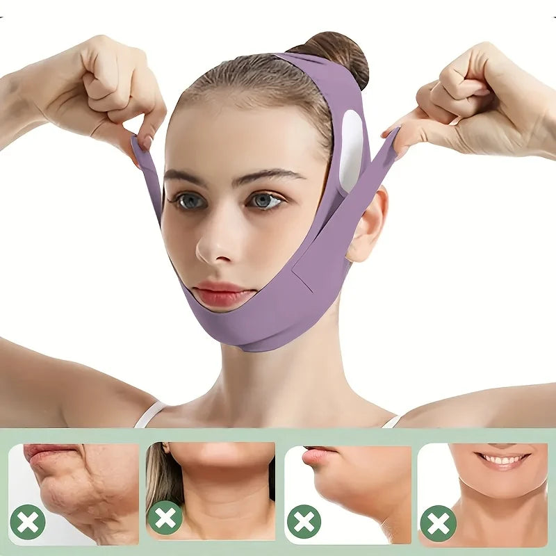 V-Lift Face Slimming Band - Graphene Infused & Adjustable, Reusable Jawline Contour for Double Chin (5-Size Unisex)