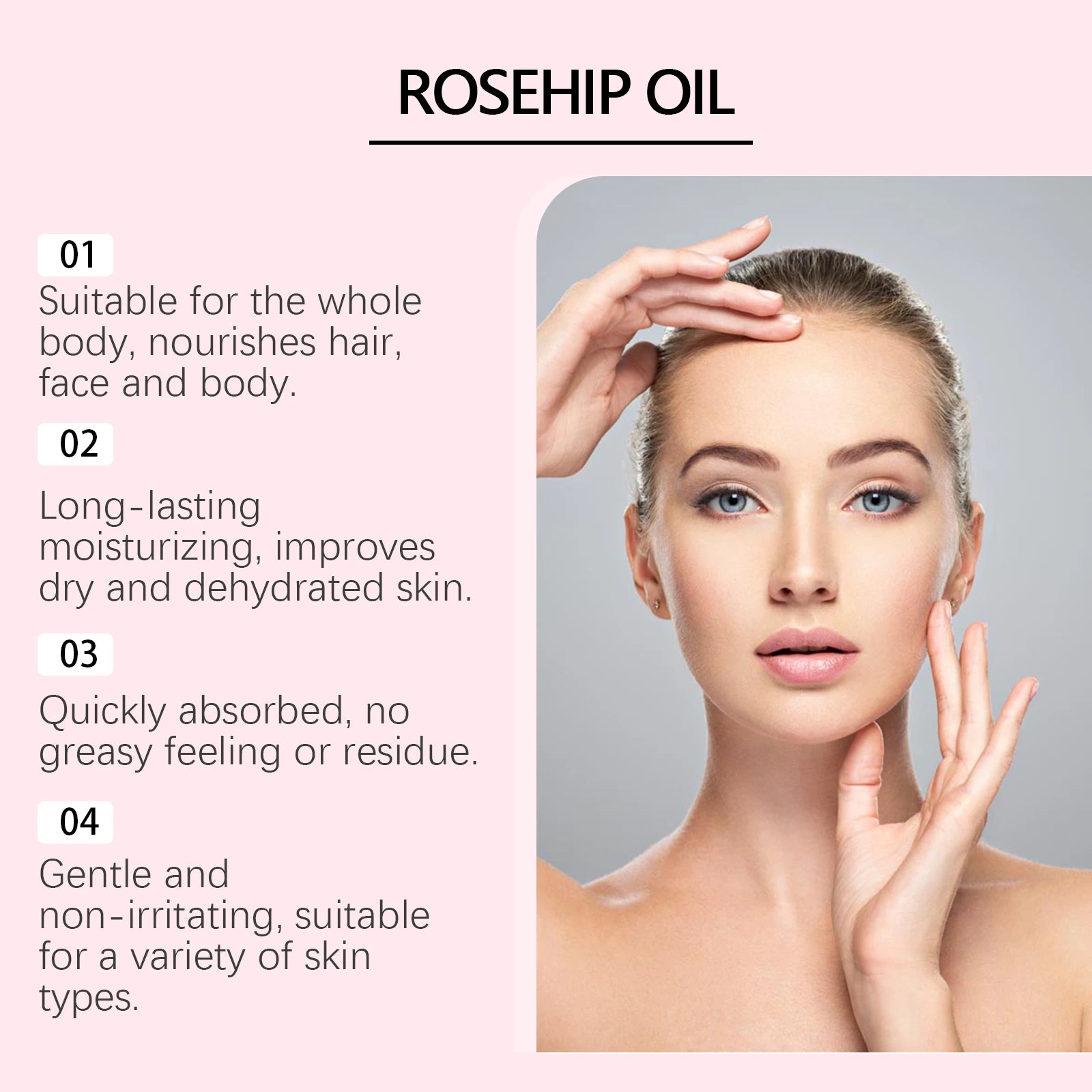Organic Rosehip Oil Improve Fine Lines Wrinkles Firming Lifting Repair Smoothing Shiny Hair Oil Facial Essential Oils Skincare