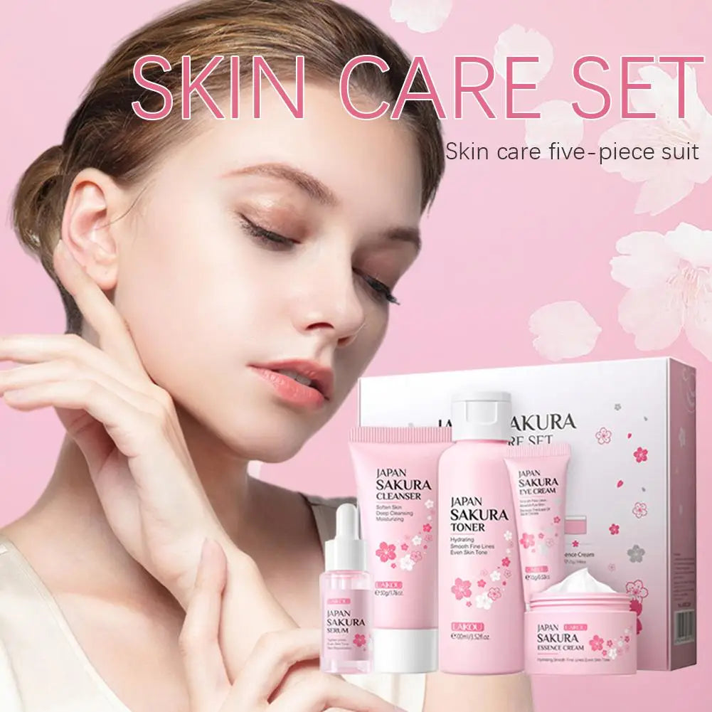 5/3pcs/Set Sakura Skincare Gift Set for Hydrated Glowing Skin