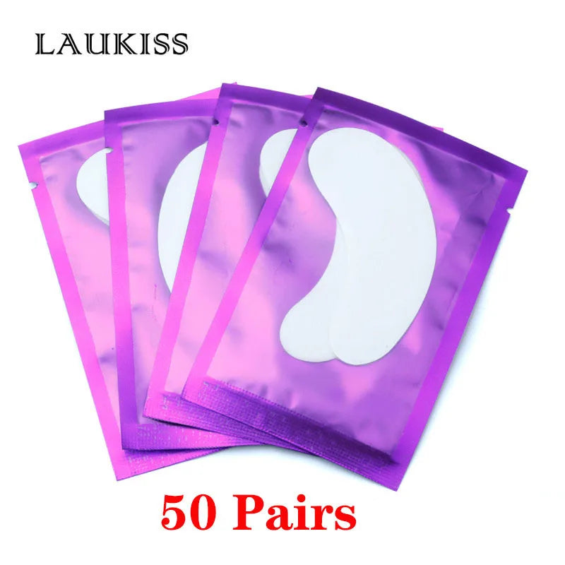 25/50/100Pairs Eye Patches Under Eyelash Pads for Building Hydrogel Paper Patches Lint Free Stickers for False Eyelashes LAUKISS