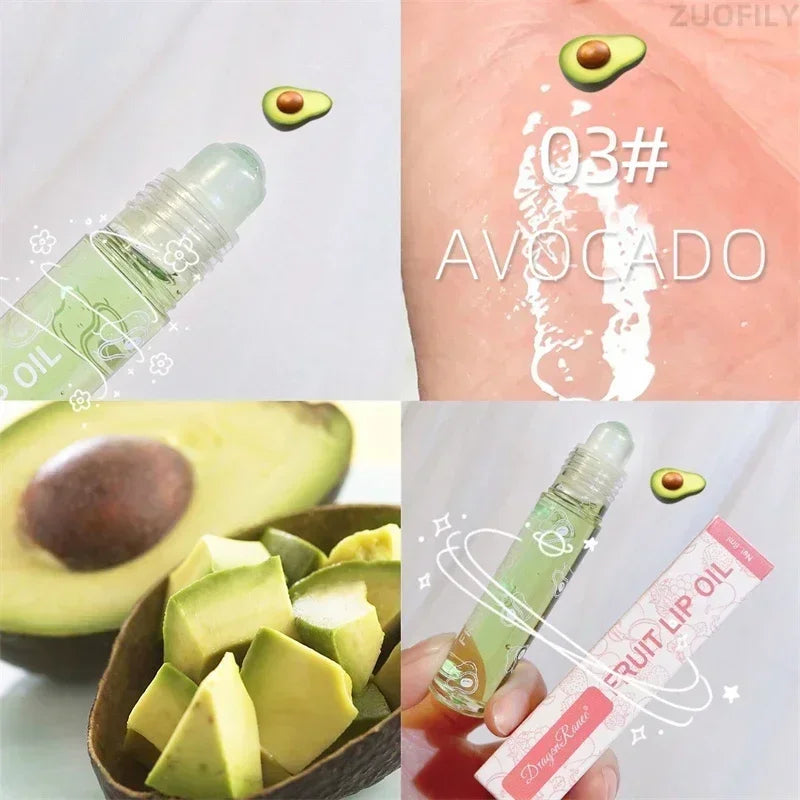 6 Colors Fruit Essence Lip Balm Roll-on Lip Oil Moisturizing Mirror Lipstick Transparent Hydrating Lip Gloss Long-Lasting Shine