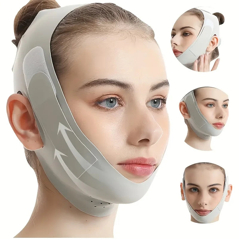 V-Lift Face Slimming Band - Graphene Infused & Adjustable, Reusable Jawline Contour for Double Chin (5-Size Unisex)