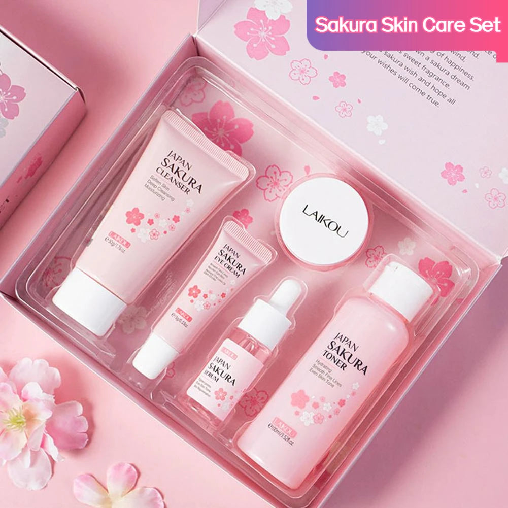 5/3pcs/Set Sakura Skincare Gift Set for Hydrated Glowing Skin