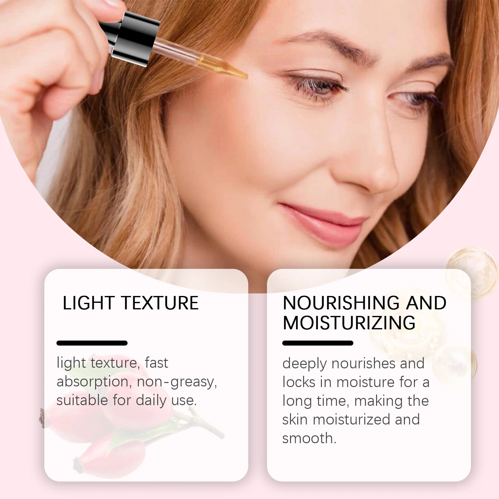Organic Rosehip Oil Improve Fine Lines Wrinkles Firming Lifting Repair Smoothing Shiny Hair Oil Facial Essential Oils Skincare