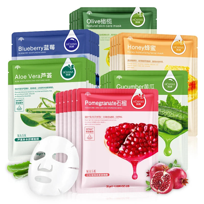 30pcs Fresh Fruit Sheet Masks for Hydrated Glowing Skin