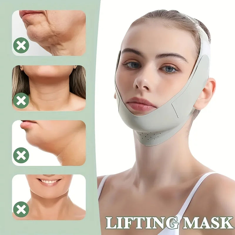 V-Lift Face Slimming Band - Graphene Infused & Adjustable, Reusable Jawline Contour for Double Chin (5-Size Unisex)