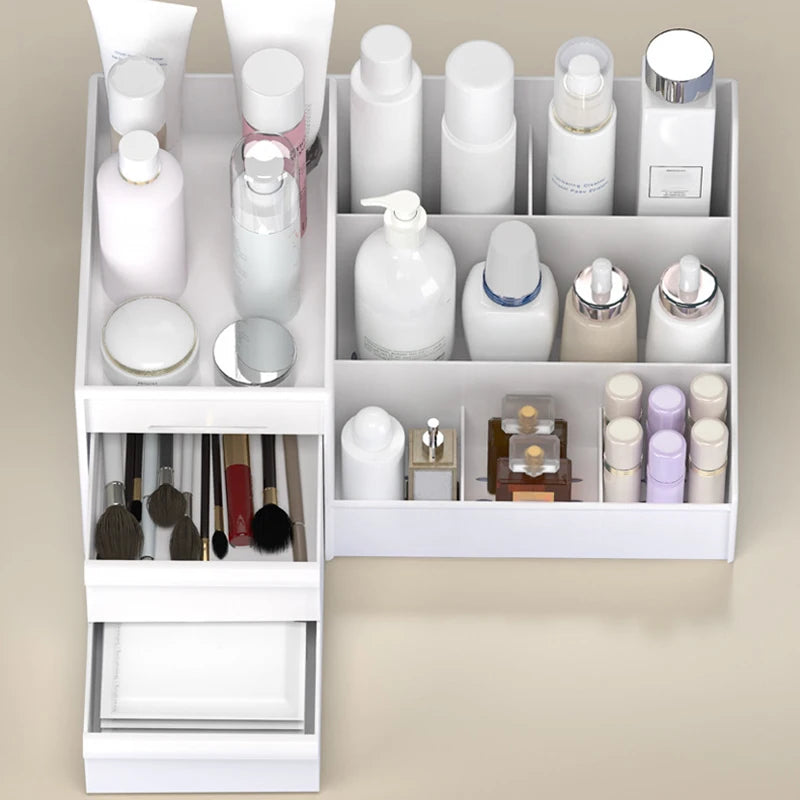 New Drawer Makeup Storage Box Dormitory Finishing Plastic Shelf Cosmetics Skin Care Dressing Table Desktop Makeup Storage Box