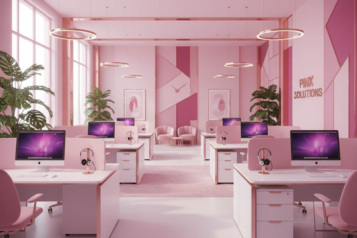 beautiful pink call center office
